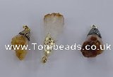 CGP3298 20*40mm - 25*45mm faceted freeform druzy citrine pendants