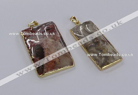 CGP3334 25*50mm - 35*55mm rectangle crazy lace agate pendants