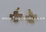CGP3343 25*25mm - 28*28mm cross druzy agate pendants
