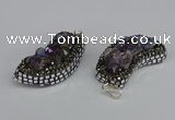 CGP3385 18*40mm - 22*45mm horn plated druzy amethyst pendants