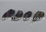 CGP3387 18*40mm - 22*45mm freeform plated druzy amethyst pendants