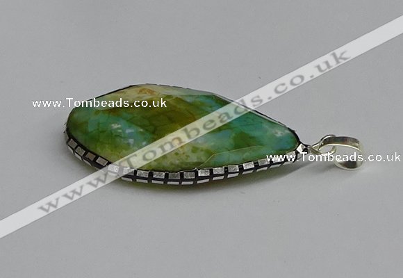 CGP3400 30*40mm - 30*45mm faceted flat teardrop agate pendants