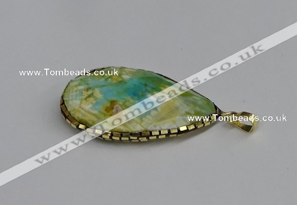 CGP3401 30*40mm - 30*45mm faceted flat teardrop agate pendants