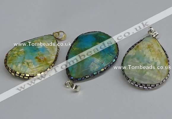 CGP3403 30*40mm - 30*45mm faceted flat teardrop agate pendants