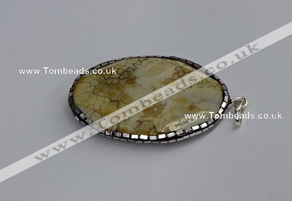 CGP3405 35*50mm faceted oval agate pendants wholesale