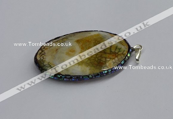 CGP3407 35*50mm faceted oval agate pendants wholesale