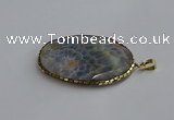 CGP3411 35*50mm faceted oval agate pendants wholesale