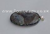 CGP3412 35*50mm faceted oval agate pendants wholesale