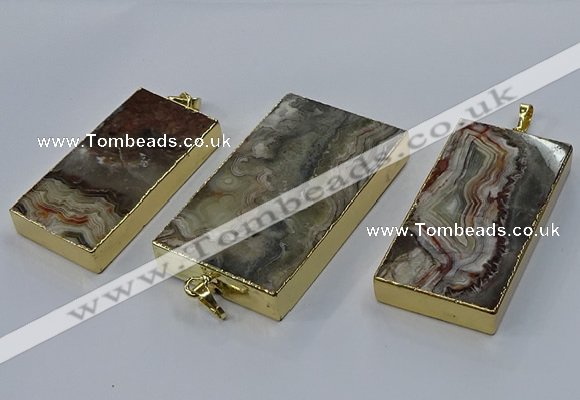 CGP3427 25*45mm - 30*55mm rectangle crazy lace agate pendants