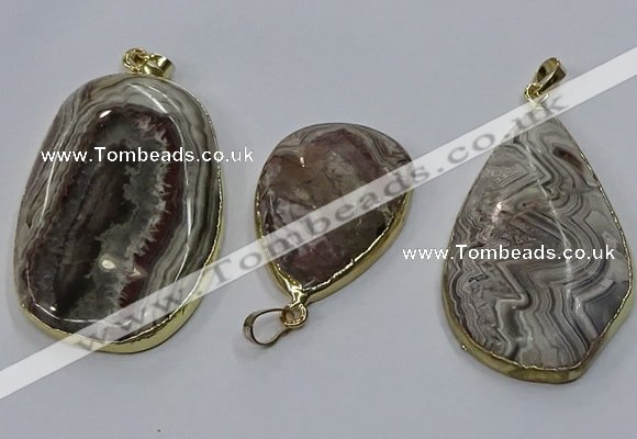 CGP3428 25*40mm - 35*55mm freeform crazy lace agate pendants