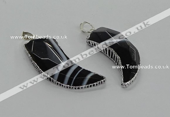 CGP3458 16*30mm - 18*40mm horn black agate pendants