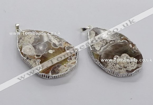 CGP3461 30*45mm - 35*50mm faceted freeform ocean agate pendants