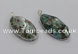 CGP3463 30*50mm - 35*55mm faceted oval ocean agate pendants