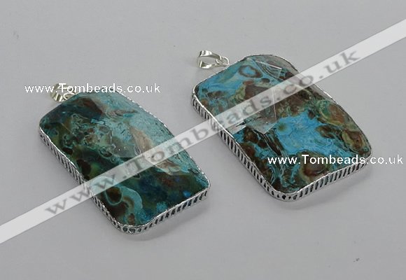 CGP3464 34*45mm - 35*55mm faceted rectangle ocean agate pendants