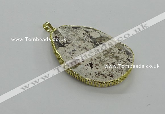 CGP3467 30*45mm - 35*50mm faceted freeform ocean agate pendants
