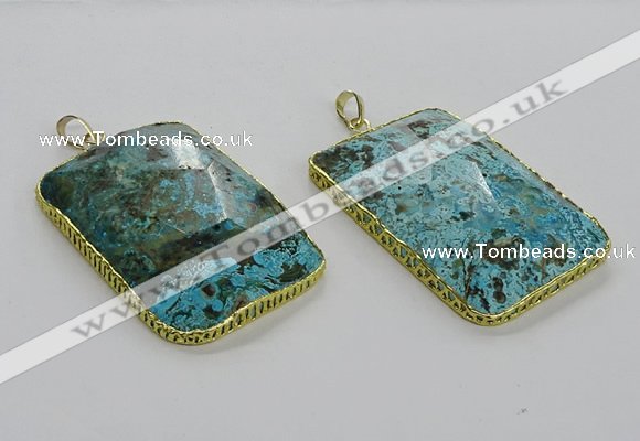 CGP3470 34*45mm - 35*55mm faceted rectangle ocean agate pendants