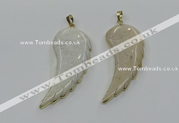 CGP3491 22*45mm - 25*50mm wing-shaped fossil coral pendants