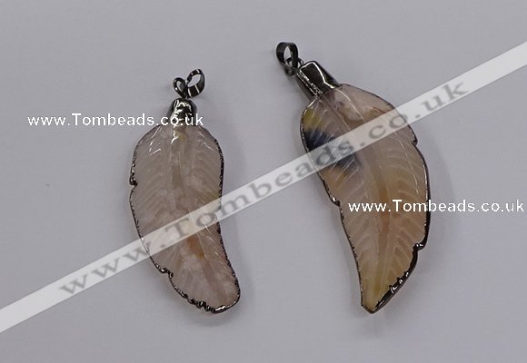 CGP3514 20*45mm - 25*65mm wing-shaped agate pendants