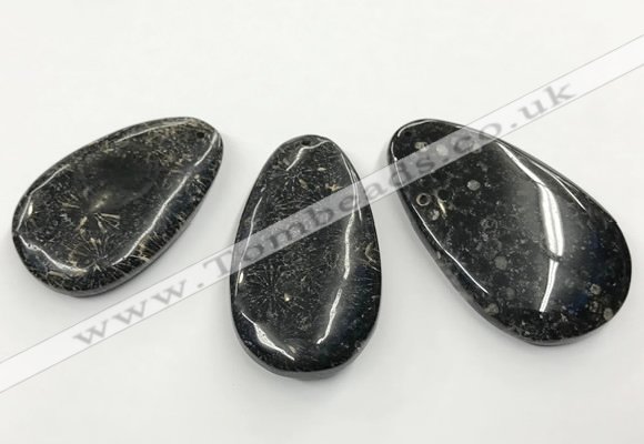 CGP3552 30*50mm - 38*60mm flat teardrop chrysanthemum agate slab pendants