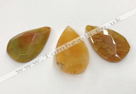 CGP3563 35*55mm faceted flat teardrop agate pendants wholesale