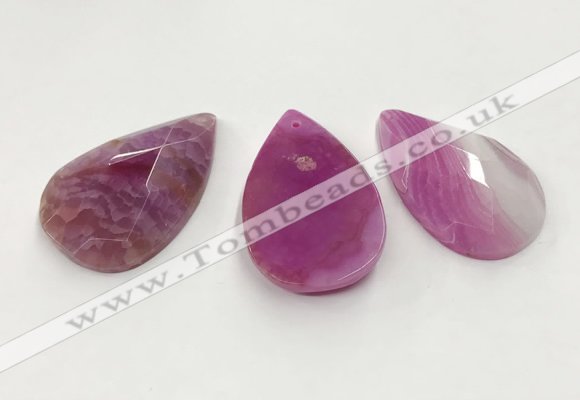 CGP3564 35*55mm faceted flat teardrop agate pendants wholesale