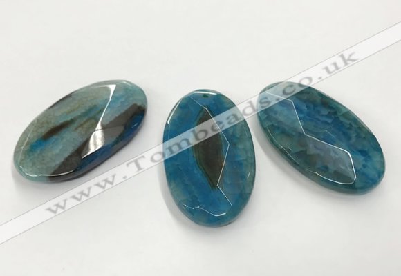 CGP3570 32*50mm faceted oval agate pendants wholesale