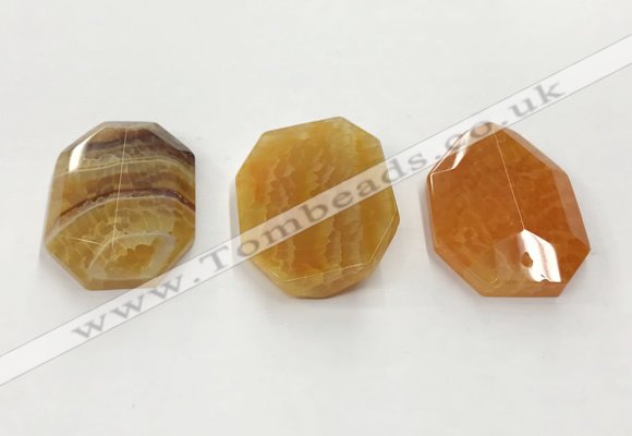 CGP3590 32*42mm faceted octagonal agate pendants wholesale