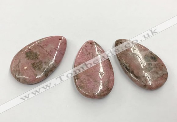 CGP3621 30*50mm flat teardrop rhodochrosite gemstone pendants