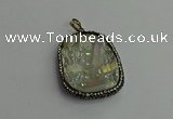 CGP375 30*40mm - 35*45mm freeform plated white crystal pendants