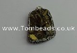 CGP376 30*40mm - 35*45mm freeform plated white crystal pendants