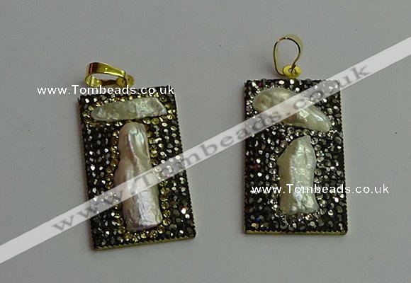 CGP385 20*40mm rectangle pearl pendants wholesale
