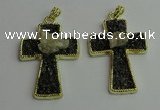 CGP403 40*60mm cross gemstone pendants wholesale