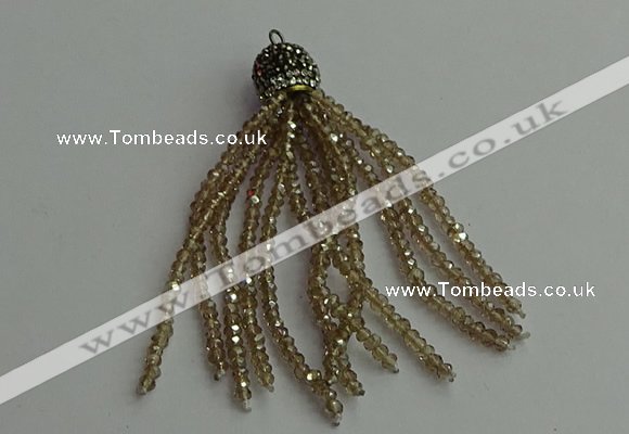 CGP421 2*3mm faceted rondelle handmade chinese crystal tassel pendants