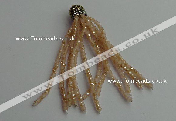 CGP435 2*3mm faceted rondelle handmade chinese crystal tassel pendants