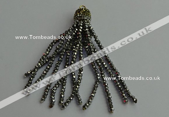 CGP446 2*3mm faceted rondelle handmade chinese crystal tassel pendants