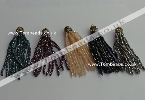 CGP450 2*3mm faceted rondelle handmade chinese crystal tassel pendants