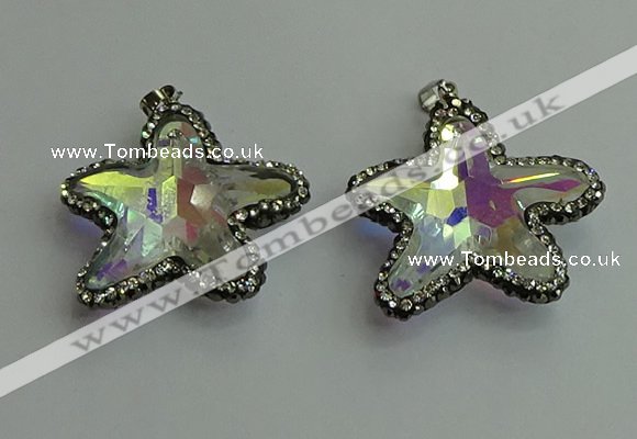 CGP505 35*35mm star crystal glass pendants wholesale