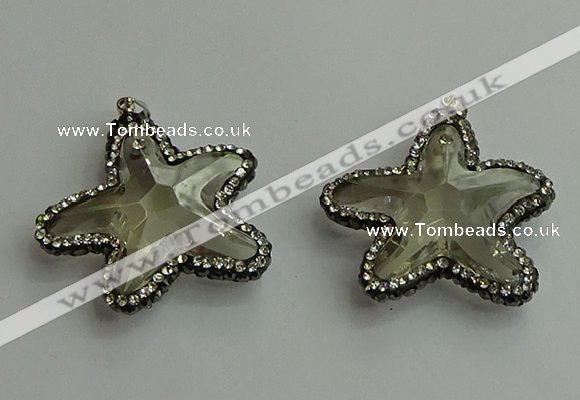 CGP506 35*35mm star crystal glass pendants wholesale