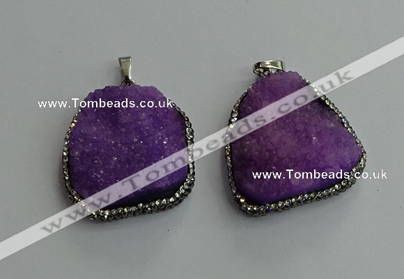 CGP592 25*40mm - 30*45mm freeform druzy agate gemstone pendants