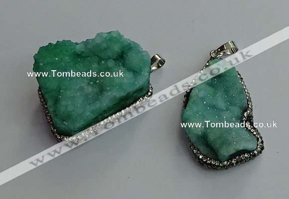 CGP595 25*40mm - 30*45mm freeform druzy agate gemstone pendants