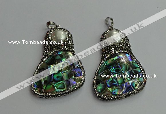 CGP612 35*55mm freeform abalone shell & shell pearl pendants