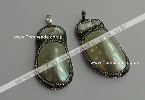 CGP616 25*50mm - 28*55mm freeform shell pearl & pearl pendants