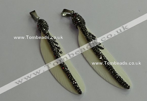 CGP650 18*75mm feather bone pendants wholesale