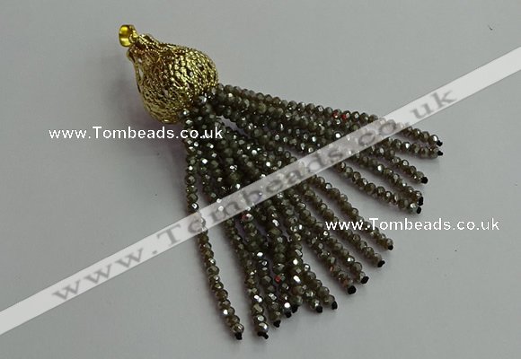 CGP673 2*3mm faceted rondelle handmade chinese crystal tassel pendants