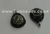 CGP708 25*35mm teardrop plated druzy agate pendants wholesale