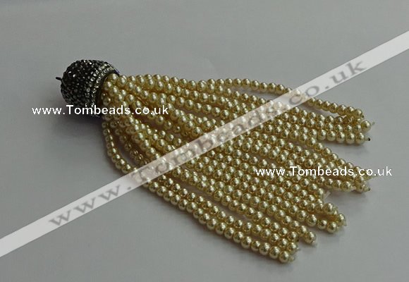 CGP718 3mm round handmade glass beaded tassel pendants wholesale