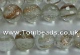 CGQ24 15.5 inches 8mm faceted round gold sand quartz beads