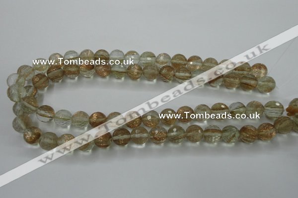 CGQ26 15.5 inches 12mm faceted round gold sand quartz beads