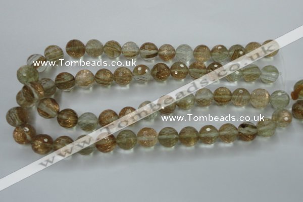 CGQ27 15.5 inches 14mm faceted round gold sand quartz beads