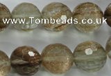 CGQ28 15.5 inches 16mm faceted round gold sand quartz beads